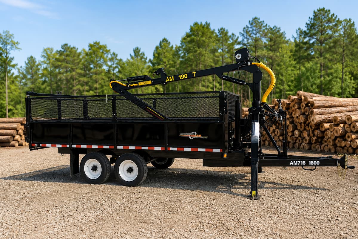 WoodlandPRO Hydraulic Dump Trailer with 19 Foot Grapple Loader