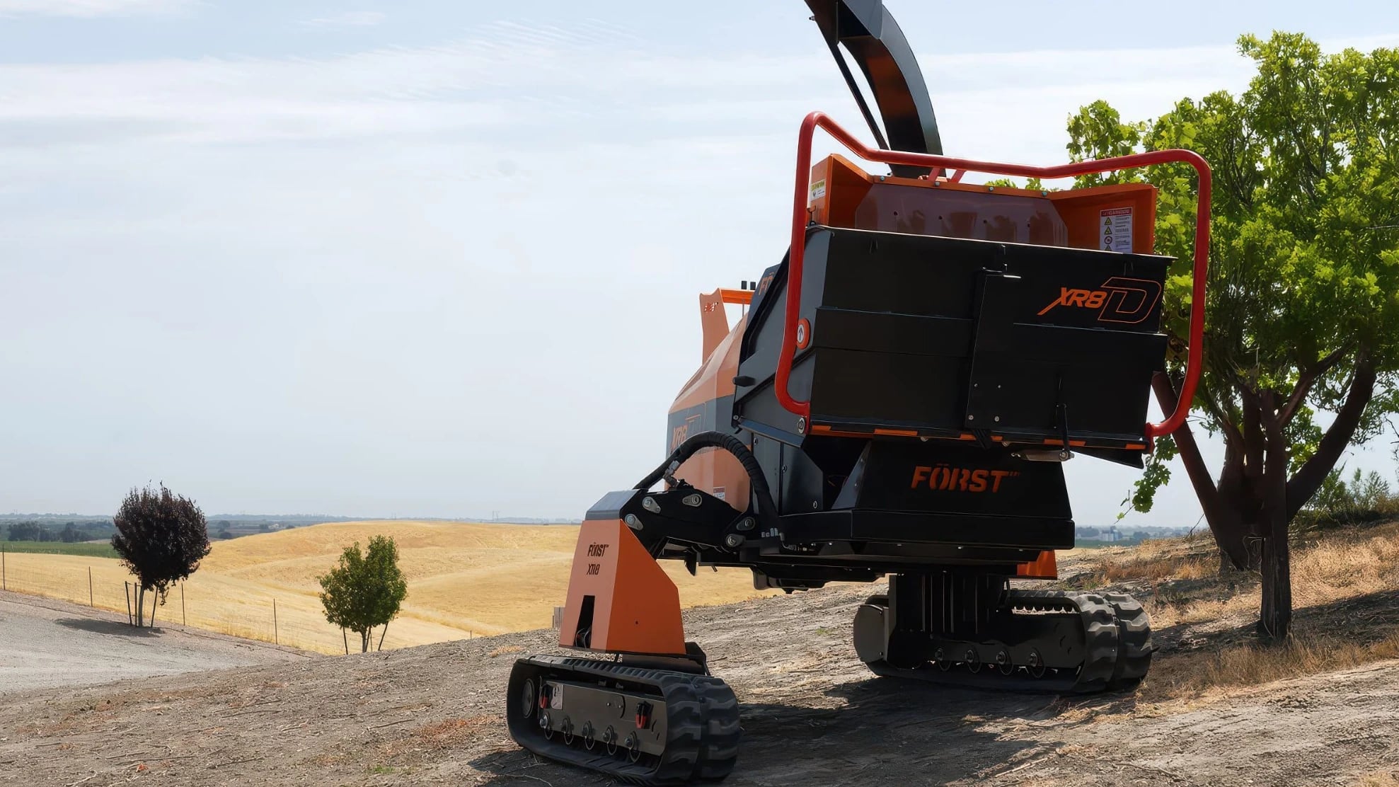 FORST XR8D tracked wood chipper on a hillside