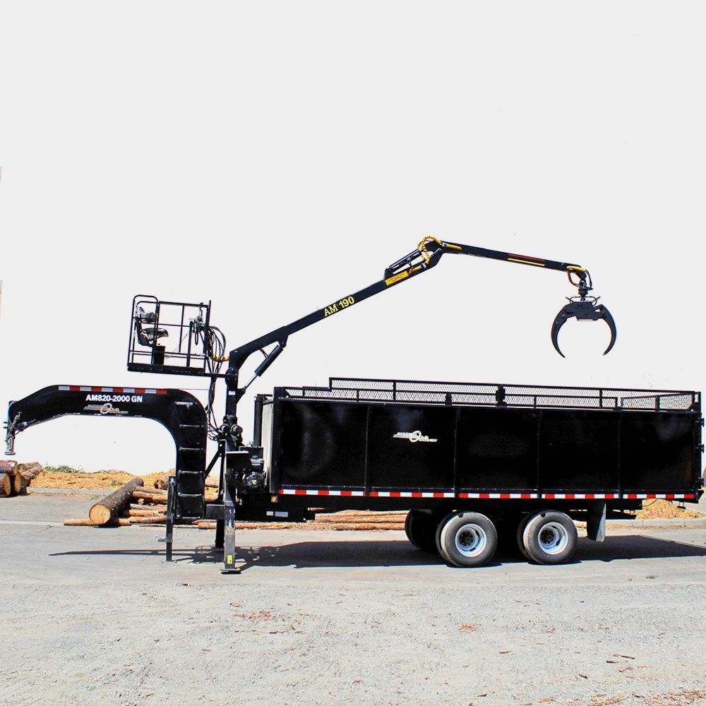 AM Machinery Self Loading 10T Dump Log Trailer 190 Grapple Loader 13HP Honda 8x20 - 820-2000
