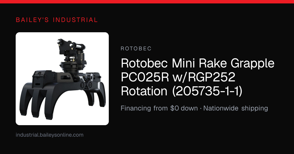 Rotobec Mini Rake Grapple PC025R w/RGP252 Rotation (205735-1-1)